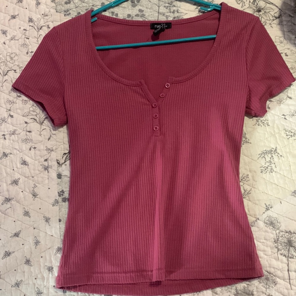 Pink button up t shirt